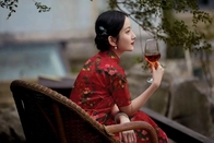 100% Natural Silk OEKO-TEX fabric 25MM Bright satin stretch silk Red cloud gauze for girl/women fashion elegant dresses