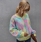 Polyester Faux Fur Tie-dye for rainbow fashion design dressing Static-free Anti-microbial color fastness more than 4