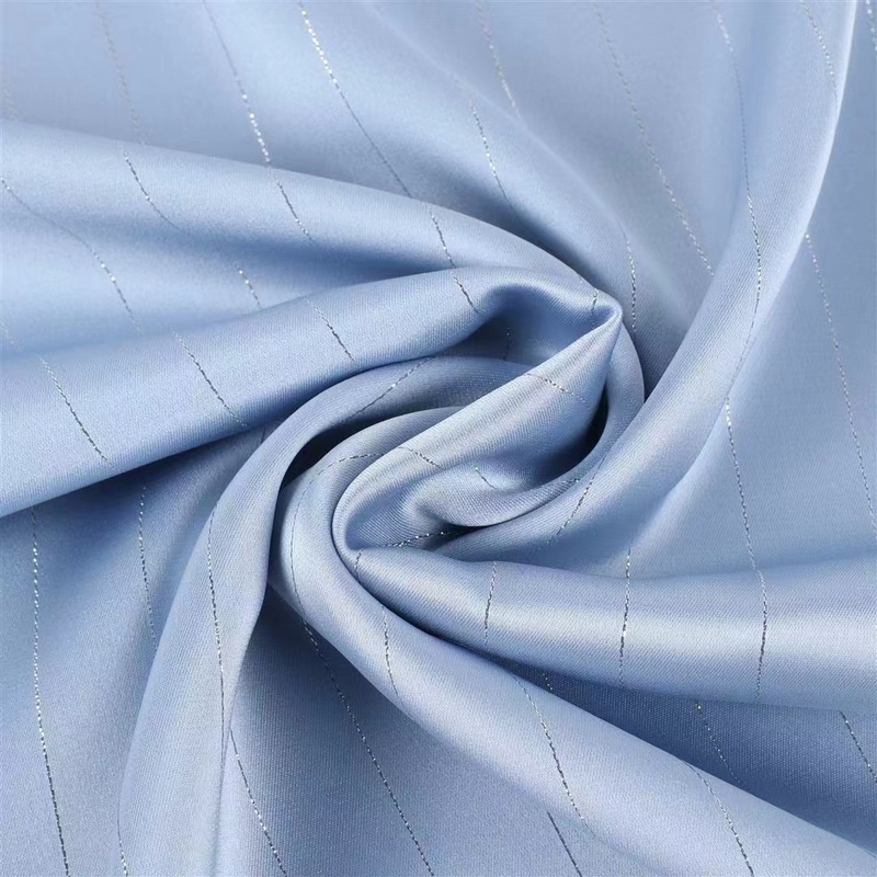 100% Recycled Polyester GRS OK-TEX Imitation acetate silver wire fabrics for Suit Dress Shirts comfortable absorb sweat
